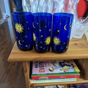 Libbey celestial Moon sun star glasses